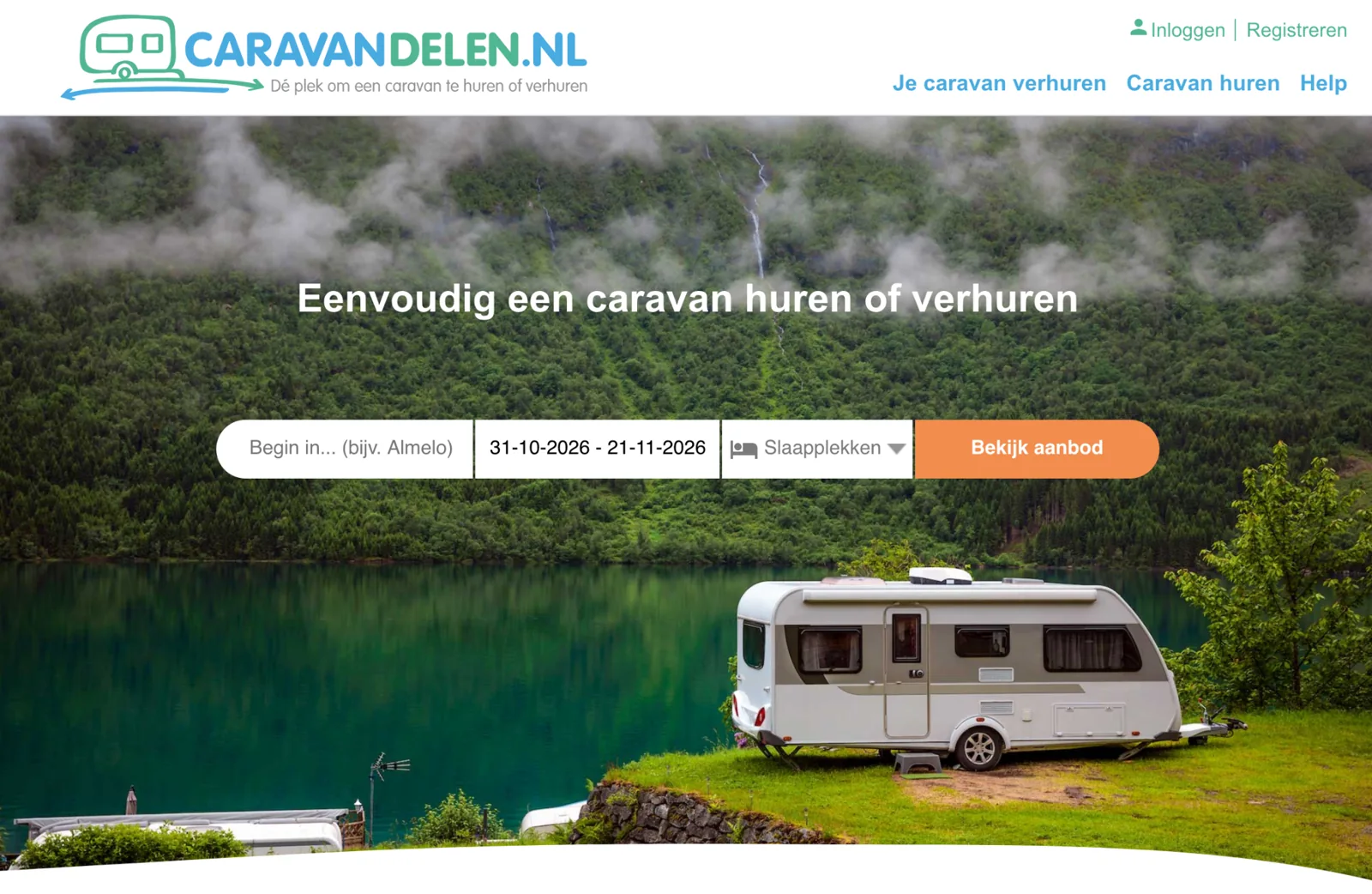 Caravandelen: caravan zoeken en huurperiode kiezen