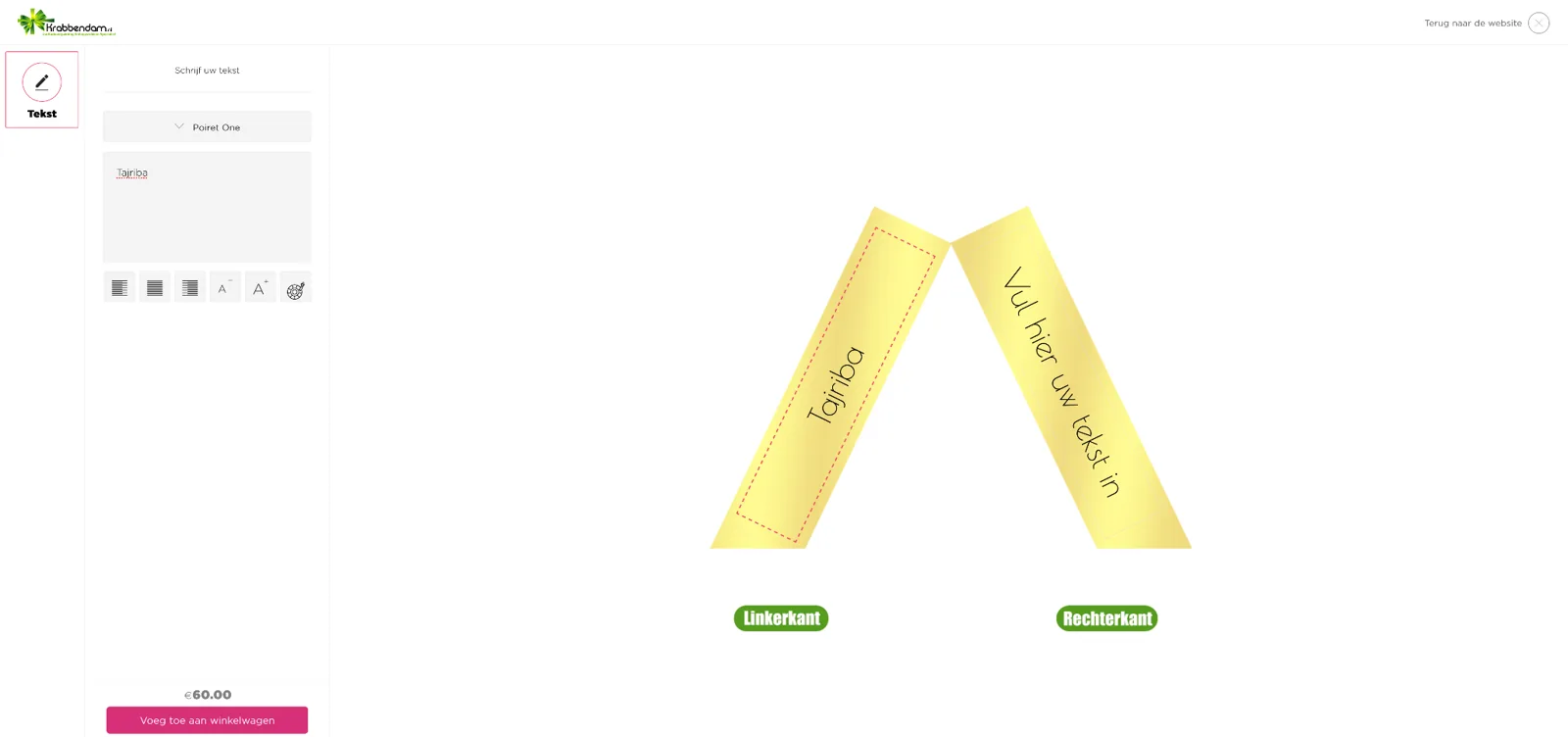 Webshop productconfigurator: tekst en bedrukking samenstellen